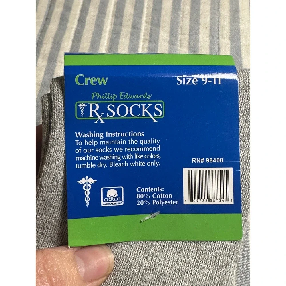 Phillip Edwards Excell‎ Diabetic Crew Socks 3 Pair Bundle Grey White Size 9-11